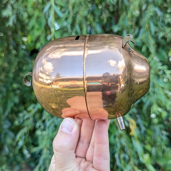 Vintage Copper PIGGY BANK with curled tail by Coppercraft Guild Taunton Mass., - Picture 2 of 10